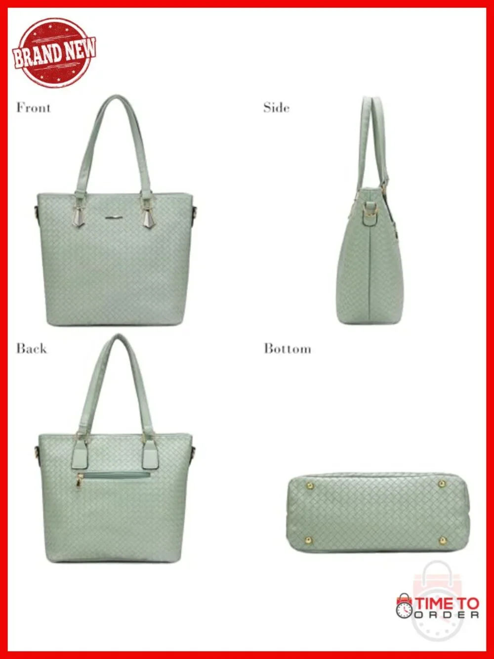 Synthetic Leather Tote Crossbody Bag Set 6pcs Satchel Purse